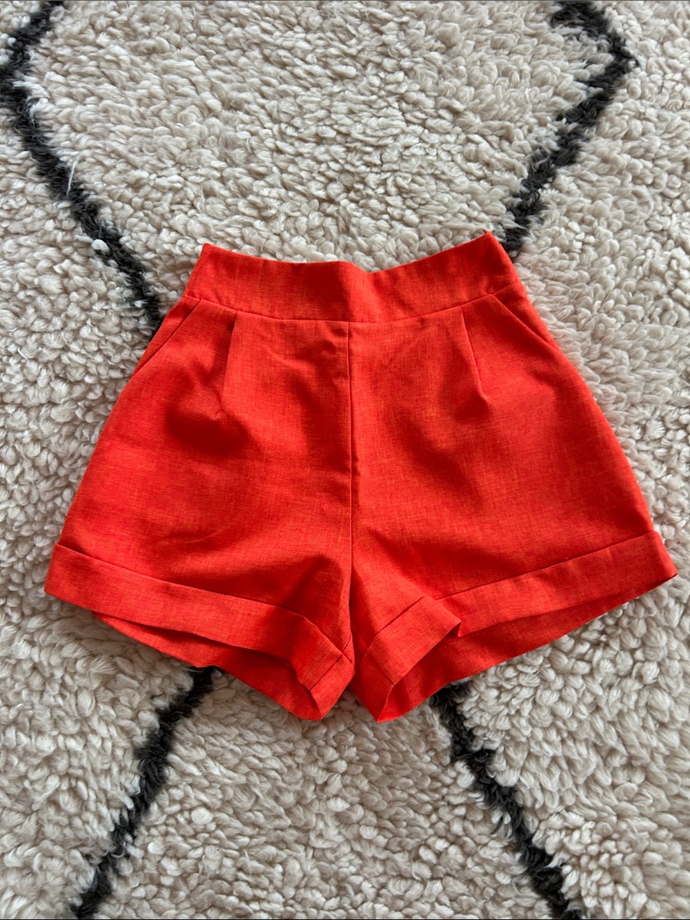 High-Rise Red Tailored Women’s Shorts